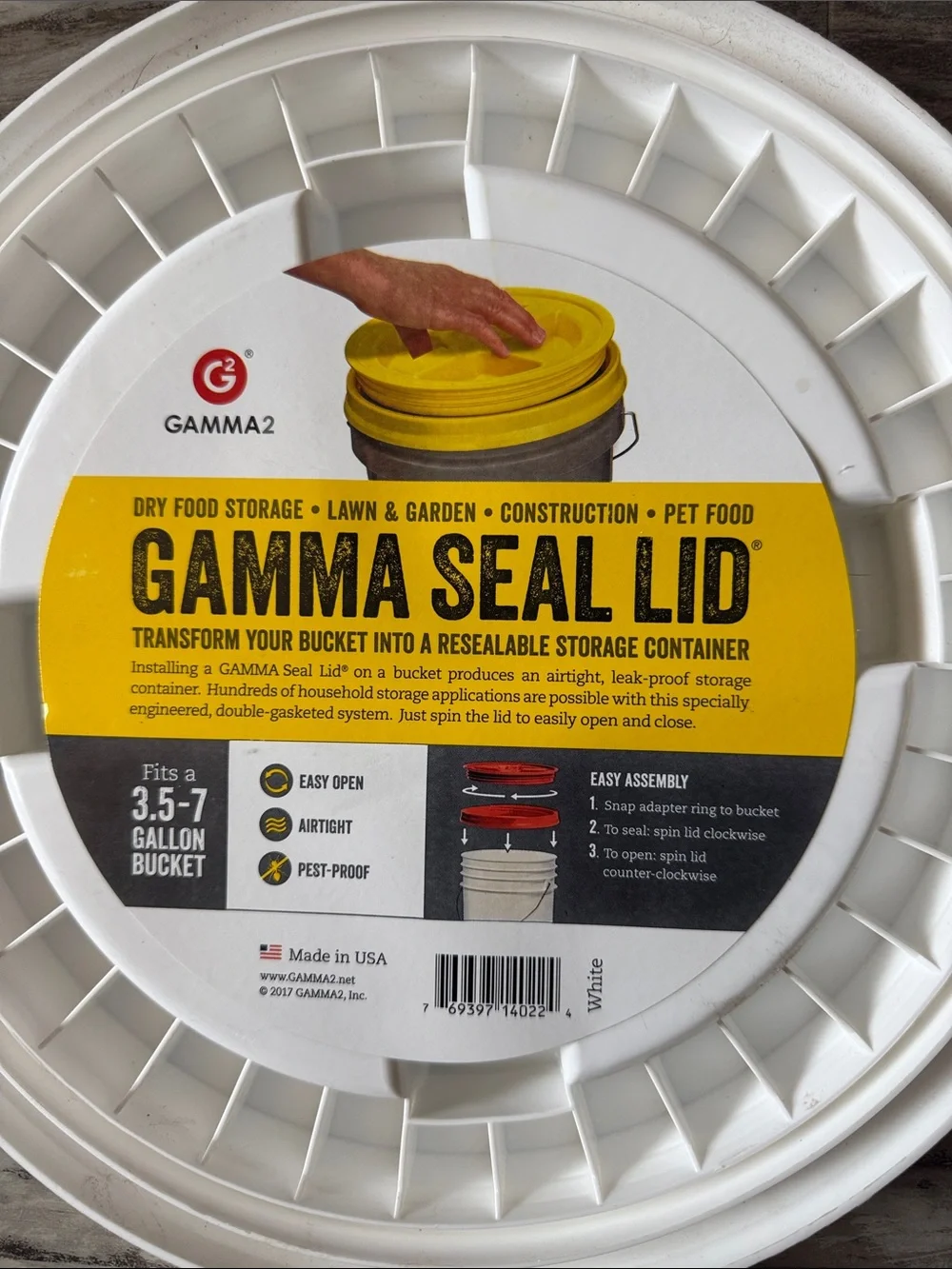 Gamma2 Gamma Seal Lid White 2 Pack White Dual Gasket Keeps out pests moisture